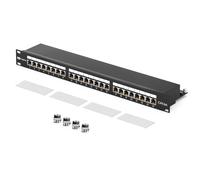 HB-DIGITAL Panneau de brassage CAT 6a - 19" - 24 ports - 10 Gbps - Entièrement blindé - Connecteurs RJ45 - Bornes de coupe AWG 22-26 TIA568A + support TIA568B PoE++ - Noir