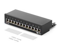 HB-DIGITAL Panneau de brassage LSA CAT 6a 12 ports blindé Panneau de distribution pour montage sur bureau et mural Panneau de brassage 12x RJ45 pour réseau Ethernet LAN avec câble de mise à la terre