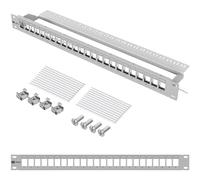 hb-digital Panneau de raccordement modulaire 24 ports pour module Keystone RJ45 19" CAT 5 CAT 6 CAT 7 pour armoire réseau LAN Professional TIA568A TIA568B Switch câble de terre - Gris clair