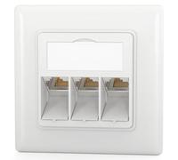 hb-digital Prise réseau CAT 8 3 ports encastrée RAL9003 + 3 x GHMT certifié Keystone RJ45 Module LAN Ethernet STP - Blanc