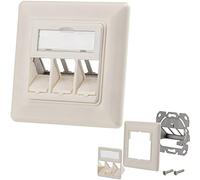 HB-DIGITAL Prise réseau pour 3 modules Keystone Jacks - Prise de raccordement vide pour par exemple LAN RJ45 LAN Ethernet 3 voies 3 ports - Sans outil RAL9010
