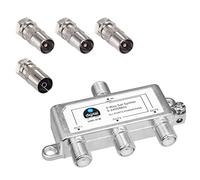 HB-DIGITAL SAT - BK - FM - Répartiteur 3 voies (3 voies) 5-2400 MHz - Compatible numérique et analogique - Entièrement blindé - SAT DVB-S DVB-S2 - Télévision par câble DVB-C avec antennes et câble IEC