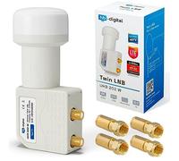 HB-DIGITAL Twin LNB LNC 2 utilisateurs Direct ✨ Télévision Full HD 3D 4K UHD Blanc Blanc ■ Contacts plaqués or ■ Protection contre les intempéries (extensible) ■ incl. fiche F