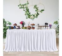 HB HBB MAGIC HBBMAGIC Polyester Jupe de Table Blanc, 183cm×76cm Baby Shower Jupes de Table pour Les Décorations de Baptême d'anniversaire de Mariage