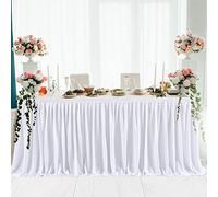 HB HBB MAGIC HBBMAGIC Polyester Jupe de Table Blanc, 275cm×76cm Baby Shower Jupes de Table pour Les Décorations de Baptême d'anniversaire de Mariage