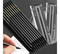 HB Lot de 10 crayons en bois noir, 175 mm de long, noyau en plomb graphite pour écriture et croquis
