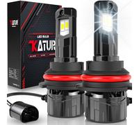 HB5 Ampoules de Phare LED 120W 30000LM, KATUR 700% Luminosité 9007 6000K Blanc Xénon Plug and Play Mini Taille 1:1 HB5 Ampoules LED Hi/Lo, Lot de 2