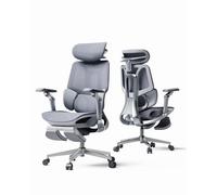 Hbada E3 Pro Édition 2026 Chaise de Bureau Ergonomique, Fauteuil Ergonomique en Maille avec Soutien Lombaire Flottant à 3 Zones, Appui-Tête 4D, Accoudoirs 720° (Blanc, Repose-Pieds)