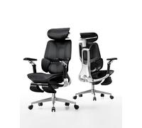 Hbada E3 Pro Édition 2026 Chaise de Bureau Ergonomique, Fauteuil Ergonomique en Maille avec Soutien Lombaire Flottant à 3 Zones, Appui-Tête 4D, Accoudoirs 720° (Noir, Repose-Pieds)