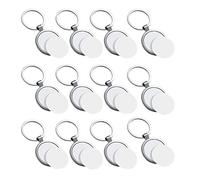 Hbaebdoo 12 PièCes SéRies Sublimation Blanc Porte-CléS Rond Transfert de Chaleur Porte-CléS MéTal Conseil Porte-CléS ÉPais Sublimation Photo Porte-CléS