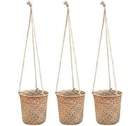 Hbaebdoo 3 PièCes Panier de Rangement Tissé à la Main Osier Suspendu Pot de Panier Plante Panier IntéRieur ExtéRieur Conteneur de Fleurs