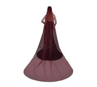 HBALDTEDC Voile de mariée, Voile de Mariage, Voile de mariée rétro Rouge vin, Voile monocouche Longueur cathédrale, Voile Starlight, Dentelle Douce, Tulle, Accessoires de Mariage avec Peigne