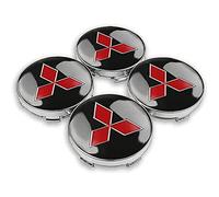 HBANMK 4 Pièces Cache Moyeux pour Mitsubishi ASX Outlander L200 Evo 60MM, Capuchons de Moyeu de Roue Voiture, Couvercle de Moyeu Central de Jante Étanche Anti-poussière Cache-moyeux