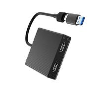 HBAVLINK Adaptateur USB 3.0 et USB C double écran 4K 60Hz, répartiteur USB vers HDMI avec puce Displaylink, compatible avec Windows et Mac