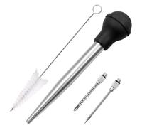 Hbbgdiy 1 Ensemble de seringue à Poire en Acier Inoxydable avec tête de Pompe en Silicone Comprenant des Aiguilles détachables et Une Brosse Nettoyage, injecteur Viande pour Dinde, Poulet, barbecu
