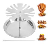 Hbbgdiy 1 Ensemble de Support de Cuisse Poulet en Acier Inoxydable, Support Pilon à 15 Fentes avec Plateau d'égouttage, Grille à rôtir pour Barbecue et Cuisson au Four