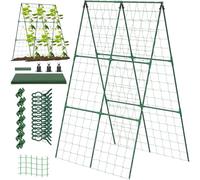 Hbbgdiy 1 Set 48x48 Trellis de Concombre pour lit surélevé, Treillis en métal Pliable en métal, Treillis de Jardin détachable pour Les Plantes d'escalade, Les tomates et Les légumes