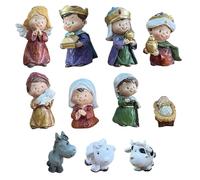 Hbbgdiy 11pcs Résine Nativité se déroulant pour Les Enfants, Mini-nativité Scène des Jouets chrétiens éducatifs pour Le Jeu de Noël, décoration de Table Religieuse, école du Dimanche pour Enfants
