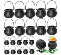 Hbbgdiy 20pcs mini chaudron 2, 8x2, 4 pouces en plastique Witches Caudron Candy Bowl avec poignée Fool Favor Pots pour Halloween Candy Holder Trick ou Trew Table Decorations