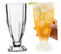 Hbbgdiy 2PCS 380 ml 3x7 pouces Glass de verre transparent des milkshake avec base stable, parc à col de crème glacée et glace à la température pour café et maison