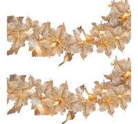 Hbbgdiy 2pcs Maple Feuilles Garland avec des lumières de 14, 8 Pieds Feuilles d'automne Garland avec 30 lumières de fée à Batterie à LED