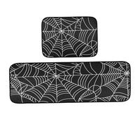 Hbbgdiy 2PCS / Set Halloween Kit Kat Mat de Tapis sans Glissement d'araignée Set de Tapis, Lavable Polyester Cobweb Comfort Mat Debout pour la Cuisine Luiserie Entrée Décor Saison