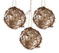 Hbbgdiy 3pcs 4x4in interactif Naturel Rattan Naturel Suspendu nid de colibris, matériau de Nidification des Oiseaux pour extérieur et intérieur, terrasse, Jardin et bobiniers à l'arrière-Cour