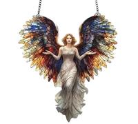 Hbbgdiy Attrape-Soleil pour fenêtres suspendues, vitrail d'ange en Acrylique Suspendu, Attrape-Soleil pour fenêtre intérieure pour la prière Religieuse