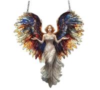 Hbbgdiy Attrape-Soleil pour fenêtres suspendues, vitrail d'ange en Acrylique Suspendu, fenêtre intérieure Attrape-Soleil pour Cadeaux de prière Religieuse
