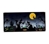 Hbbgdiy Banner de Porte de Garage d'halloween 16x7ft sorcière en Toile d'horreur avec des Crochets et Une Corde effrayante Couverture extérieure pour Les décorations fête 'Halloween et Le