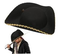 Hbbgdiy Chapeau tricorne en Simili Cuir, Chapeau de Pirate, Costume Colonial avec Bouton sécurisé, Unisexe, Accessoire de Cosplay pour fête d'halloween, pour Adultes et Enfants, Costume Guerre révolu