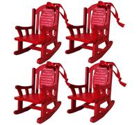 Hbbgdiy Christnt in Heaven Chair 4pcs Mini Ornements de Chaise Vide en Bois Rouge avec Signe d'étiquette Souvenir de sympathie commémorative décoration Noël pour Les êtres Chers