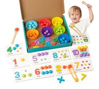 Hbbgdiy Compter Les Jouets pour Les Tout-Petits 1-3, Les Jouets Montessori d'apprentissage numérique avec des Perles, des Baguettes et cuillères, Enfants de mathématiques éducatifs, éducation