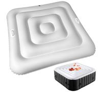 Hbbgdiy Couvercle de Bain à remous Gonflable carré de 55 ″ en PVC avec poignée et soupape à libération Rapide, Couvercle Spa isolé par étanché