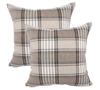 Hbbgdiy Couvre-oreillers 22x22 Ensemble de 2 Coussinets à Coussin à Carreaux Marron en Lin avec taies d'oreiller décoratifs intérieurs Invisibles Fermeture éclair Fermeture éclair extérieur pour Can