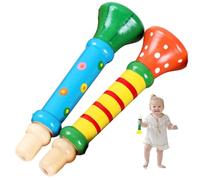 Hbbgdiy Ensemble de 2 trompettes Jouets en Bois pour Petits Instruments de Musique pour Tout-Petits, Corne Trompette Mignonne et sûre pour Enfants, Apprentissage précoce la Musique, Couleur aléato