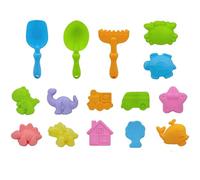 Hbbgdiy Ensemble de moules de Sable, 15pcs Mignon Dessin animé Safe & Fun Sand Toys Educational and Learning Toys, Sandbox, Plage pour Enfants âgés 4 à 8 Ans, Jeux Plage