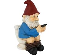 Hbbgdiy Figurines de Nain Amusantes assises sur Les Toilettes à l'aide d'un téléphone Portable, Statue de Jardin en résine, résistante aux intempéries, décoration Cour pour extérieur, Patio, pelouse