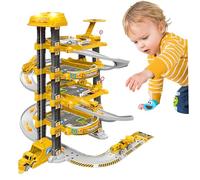 Hbbgdiy Garage de Voiture Jouet 78 pièces/Ensemble 4 Niveaux ingénierie Garage de stationnement pour Voitures Jouets Assemblage Facile Cadeaux développement interactifs pour garçons Enfants