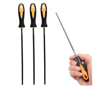 Hbbgdiy Jeu de Limes pour tronçonneuse 3 pièces Limes d'affûtage Rondes en Acier de 3, 2 mm (1/8 Pouces) avec poignée en Plastique pour Outils d'affûtage et meulage chaîne tronçonneuse