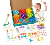 Hbbgdiy Jouets de comptage pour Tout-Petits de 1 à 3 Ans, Jouets d'apprentissage numérique Montessori avec Perles, Baguettes et cuillères, Jeu mathématiques éducatif pour Enfants