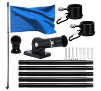 Hbbgdiy Kit de mât de Drapeau Mural 6 Pieds, Anneau Rotatif à 360 ° sans enchevêtrement, Support réglable, Support métallique Toutes Saisons pour Maison, Jardin, Porche, Drapeaux extérieurs