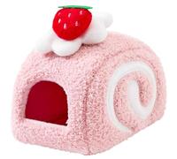 Hbbgdiy Lit pour Hamster en Forme de Rouleau de Fraise, lit Mignon pour Petit Animal, Rat Doux, Maison Hamster, cachette, Accessoires pour Souris, Hamsters Nains, Chinchillas, cochons d'Inde