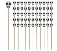Hbbgdiy Lot de 100 bâtonnets de Fruits jetables en Bambou, Jolies décorations d'halloween pour Cocktails, fêtes, Fruits, crânes