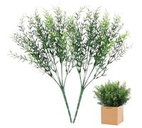 Hbbgdiy Lot de 2 14 tiges de romarin Artificiel, Fausse Plante romarin réaliste avec 7 Branches, Verdure à Faible Entretien pour la Maison, la Cuisine, Le Bureau, la décoration Jardin