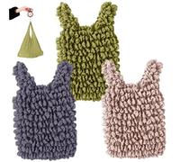 Hbbgdiy Lot de 3 sacs d'épicerie pliables et réutilisables de capacité, sacs fourre-tout en polyester plissé avec poignées pour le shopping, les voyages et le camping en plein air