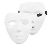 Hbbgdiy Masque Blanc d'halloween, 2 pièces, Masque intégral à Peindre avec Sangles pour soirée costumée, Homme et Femme