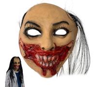 Hbbgdiy Masque d'halloween Effrayant en Latex, Masque de Zombie avec Cheveux, déguisement d'halloween Effrayant pour Adultes, Accessoires de Cosplay