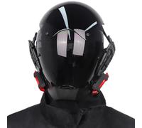 Hbbgdiy Masque punk à lumière rouge LED avec casque futuriste réglable, cyber-masque avec couvre-chef pour adultes, cosplay, discothèque, fêtes d'anniversaire, costume d'Halloween