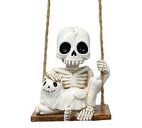 Hbbgdiy Mini Squelette oscillant avec Une Statue de crâne de résine Chat 3x2x3 Pouces décor Squelette d'halloween Effrayant pour la bibliothèque Armoire Bureau hantée House House